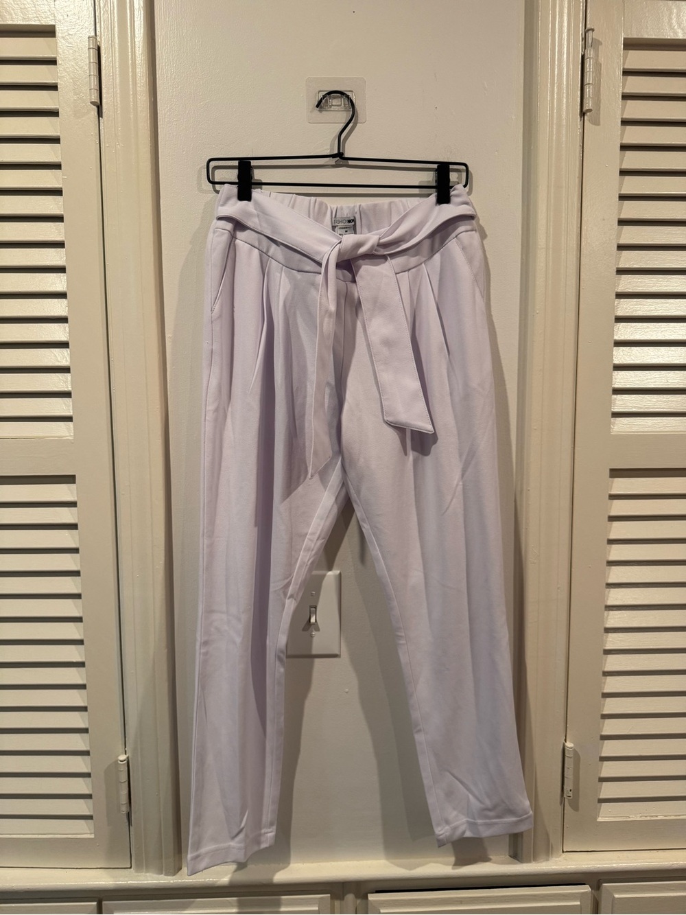 Fashion nova Elegant Paperbag Waist Tie Front Pants - White
